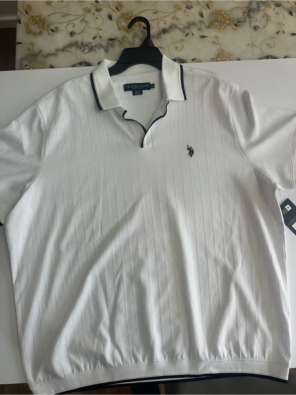U.S. Polo Assn. White Polo with Navy Trim